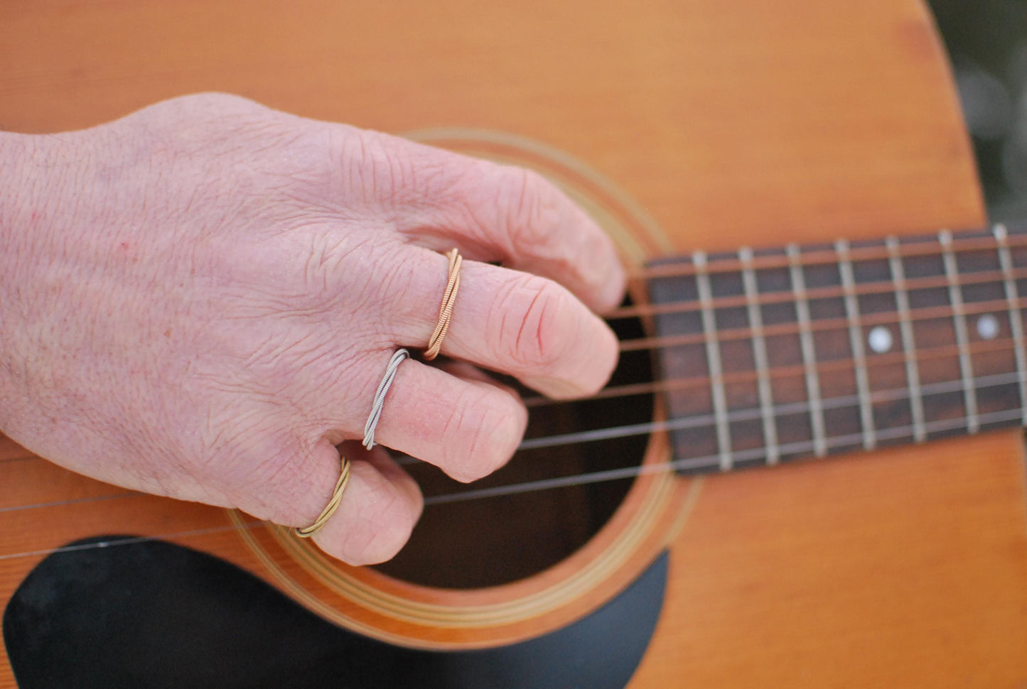 Recycled Stacking Guitar String Ring: Bronze Silver Copper, Any Size