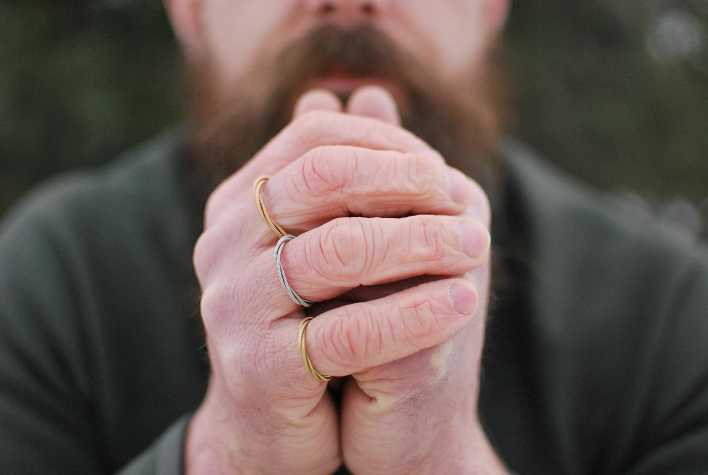 Recycled Stacking Guitar String Ring: Bronze Silver Copper, Any Size