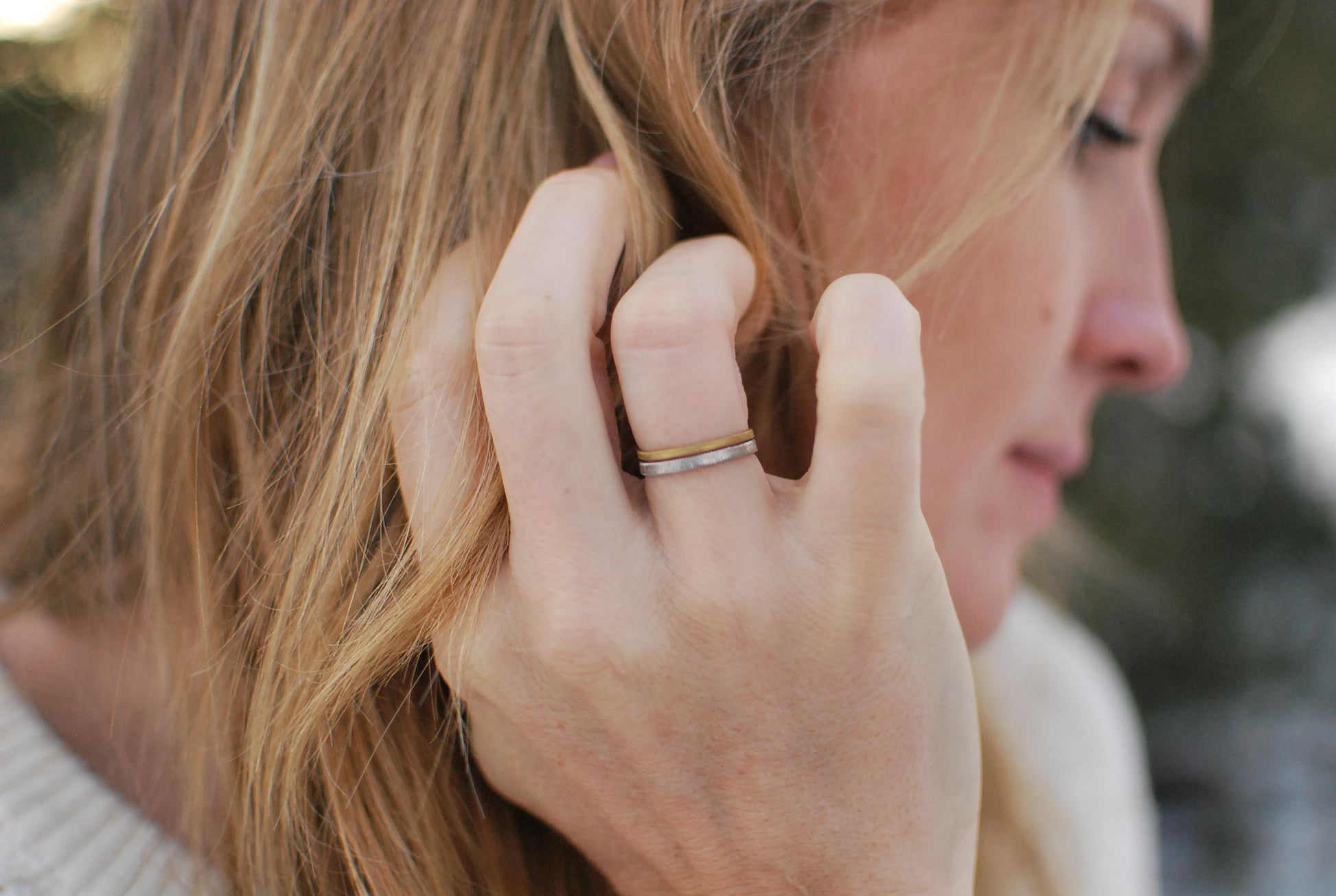 Hammered Bass Guitar String Ring: Recycled Music Jewelry