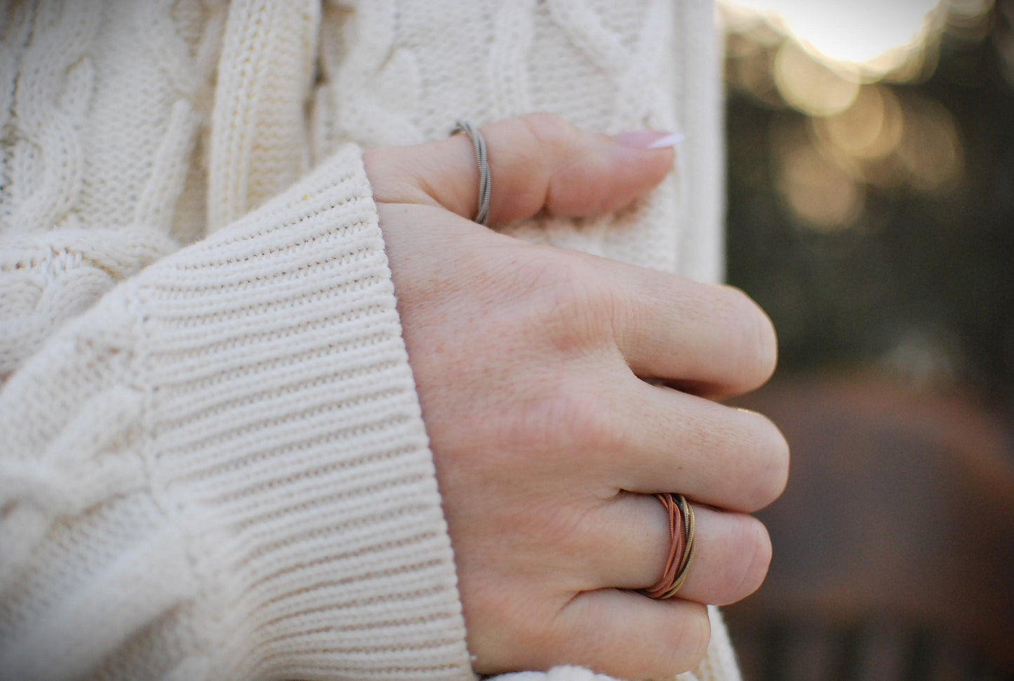 Recycled Stacking Guitar String Ring: Bronze Silver Copper, Any Size