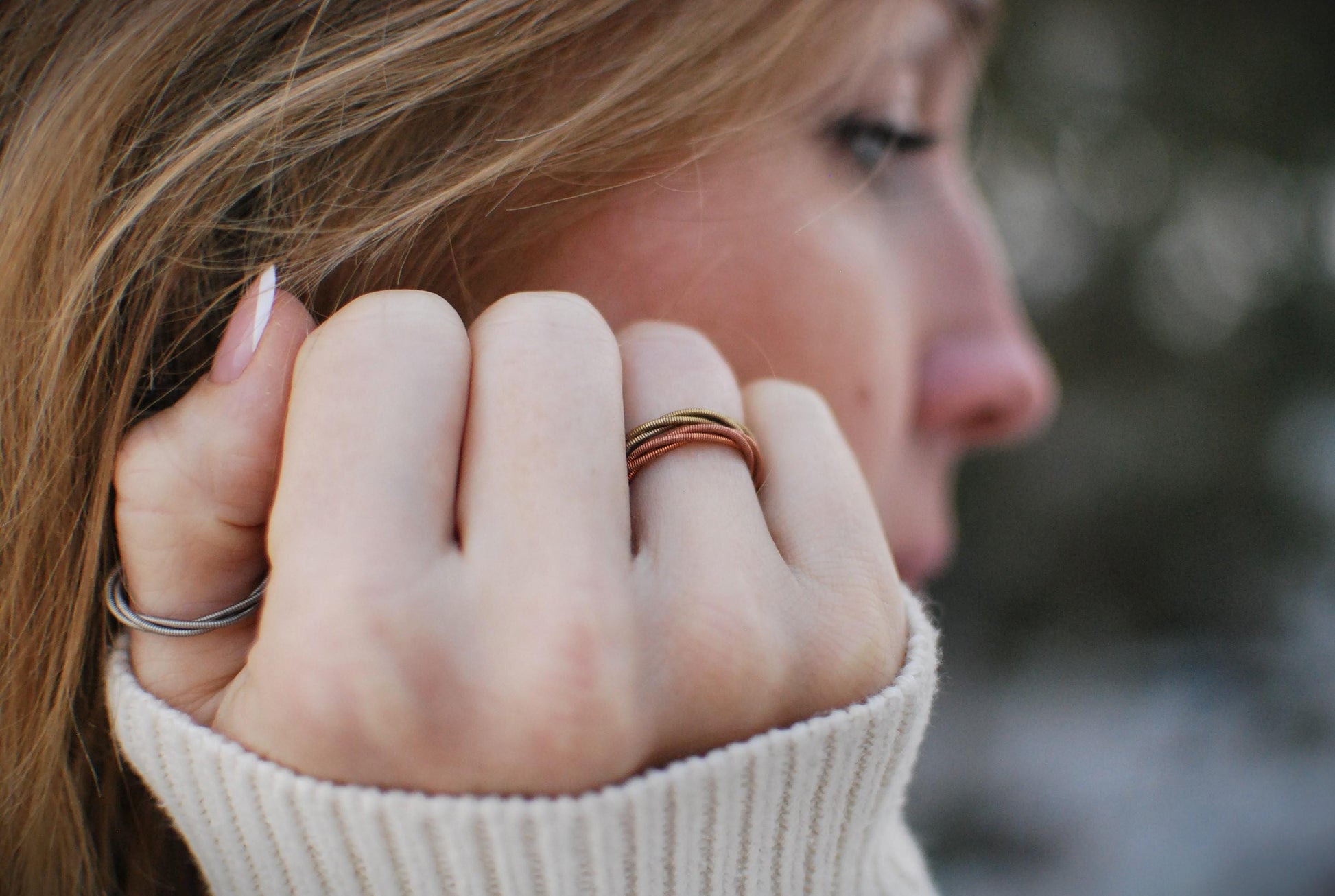 Recycled Stacking Guitar String Ring: Bronze Silver Copper, Any Size