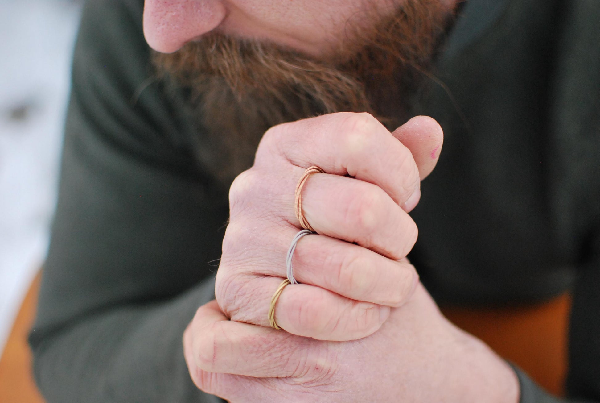 Recycled Stacking Guitar String Ring: Bronze Silver Copper, Any Size