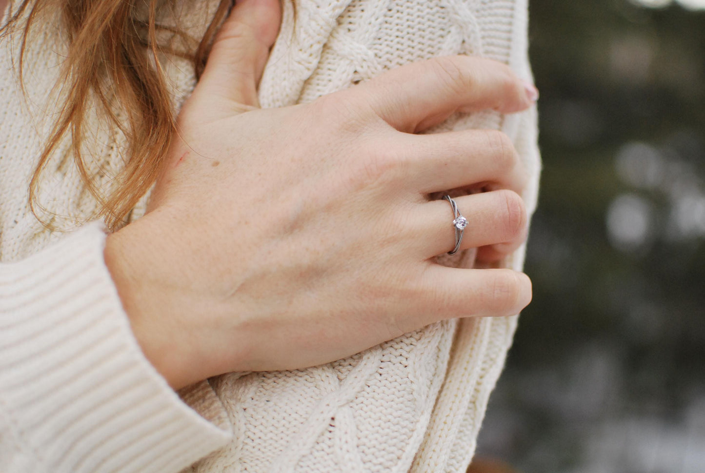 Petite Guitar String Engagement Ring: Sterling Silver Setting, 4mm Stone