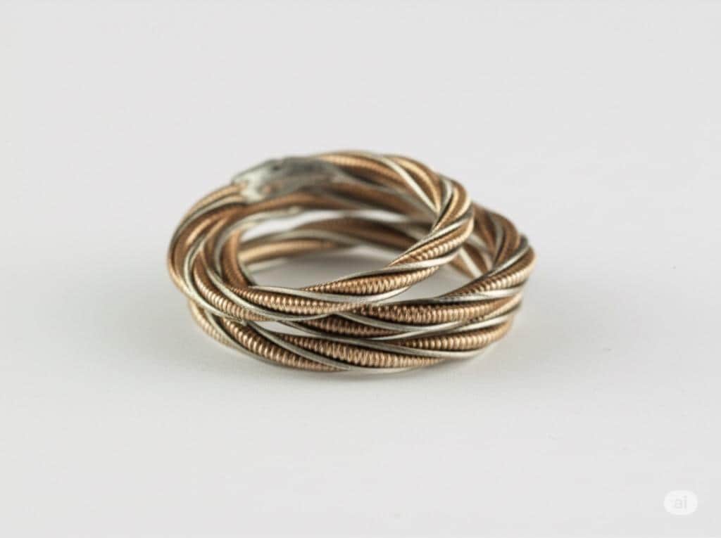 Twisted Guitar String Ring: Recycled Copper Jewelry, Gift for Guitarist