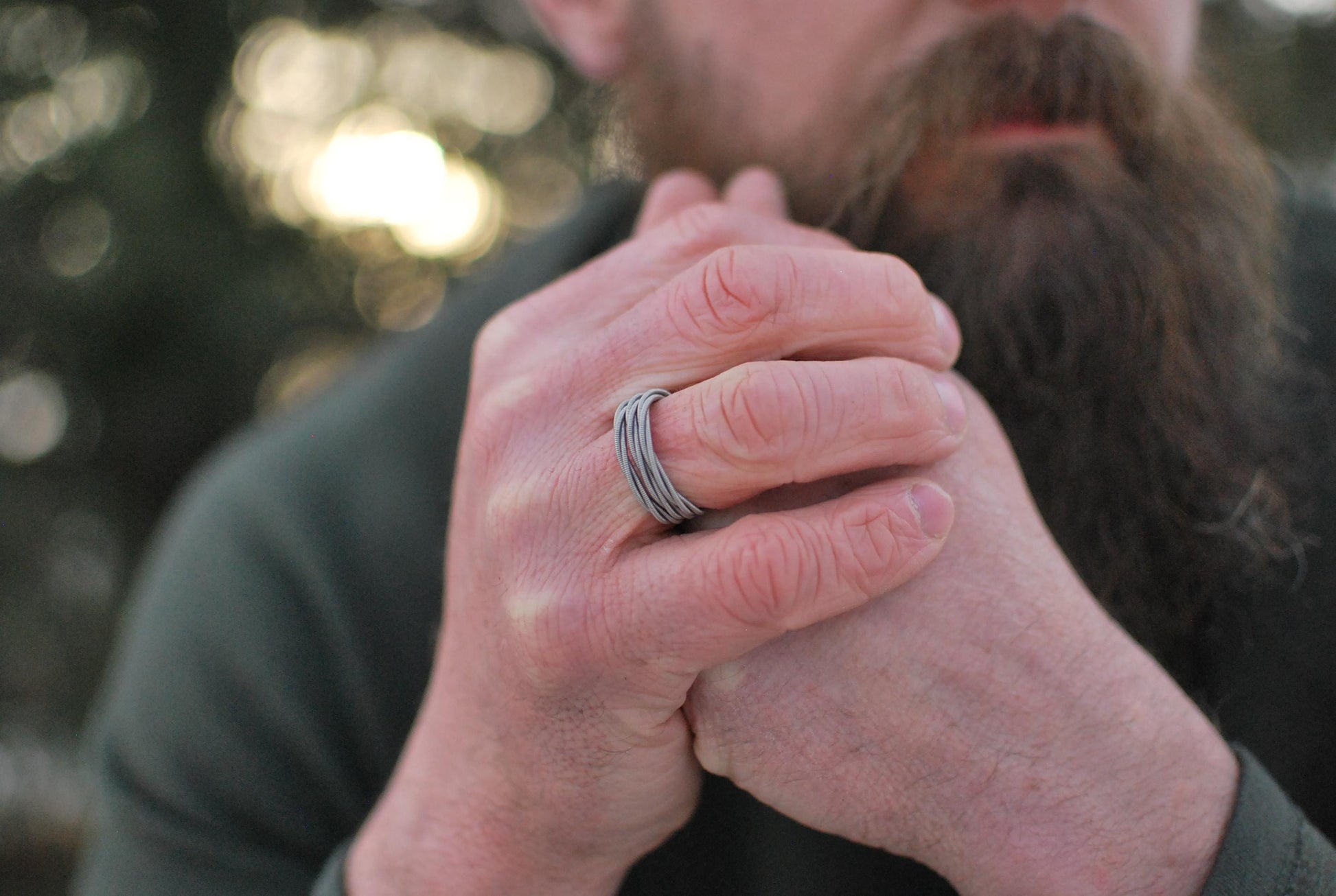 Stacked Guitar String Ring: Recycled Music Jewelry, Custom Size and Color Pattern Options