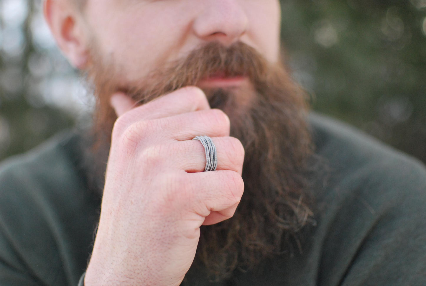 Stacked Guitar String Ring: Recycled Silver Music Jewelry