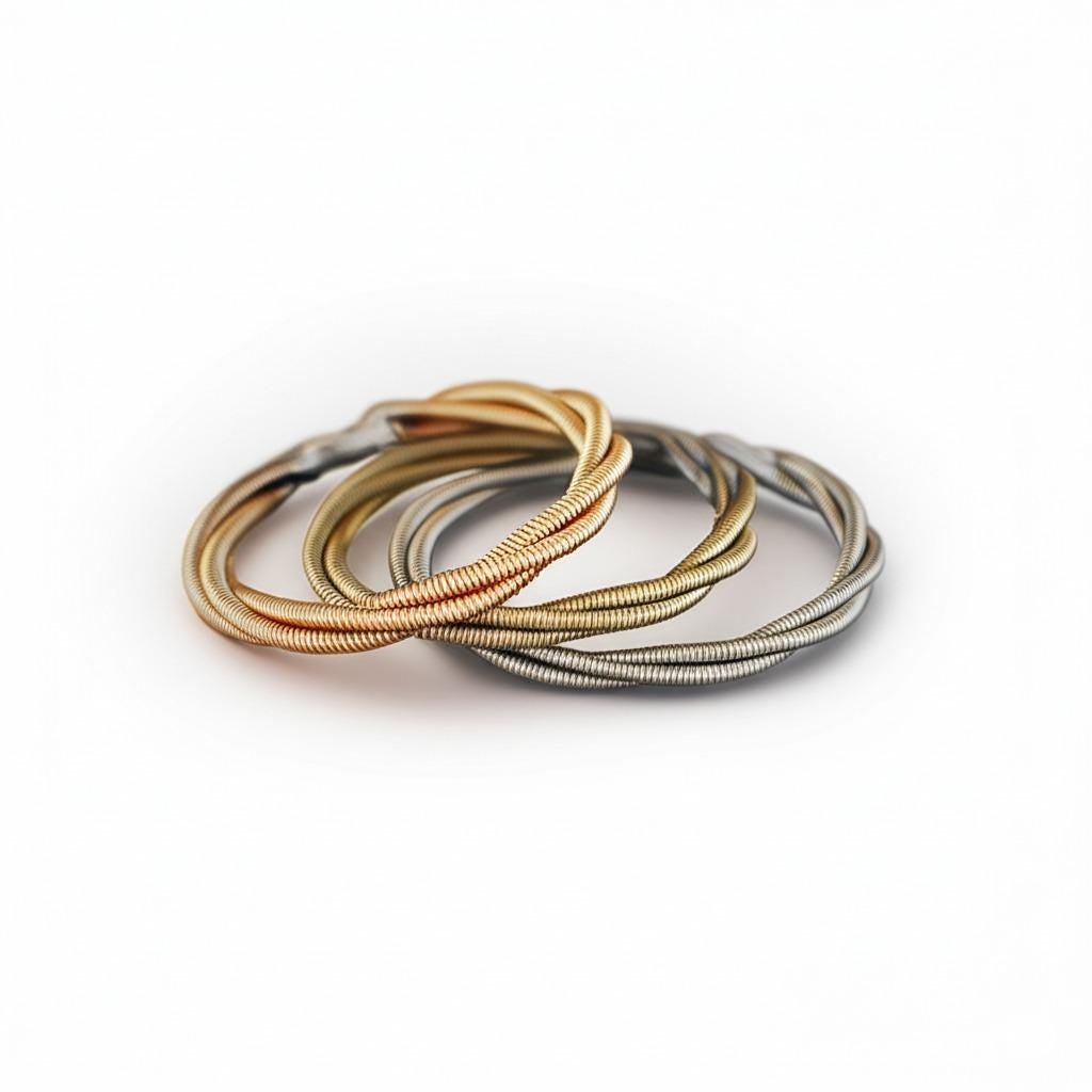 Recycled Stacking Guitar String Ring: Bronze Silver Copper, Any Size