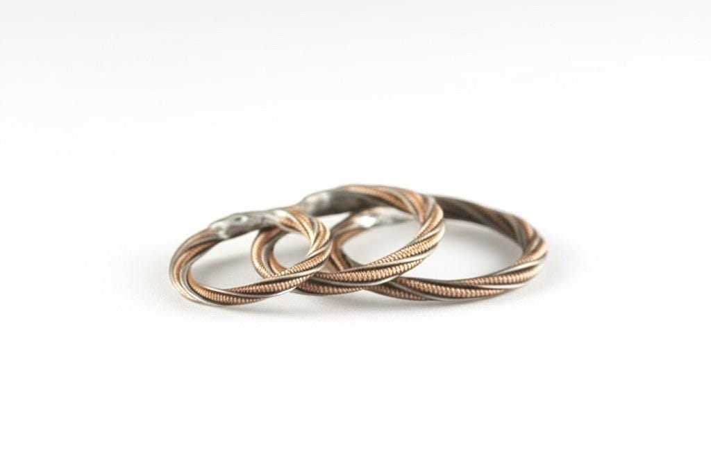 Twisted Guitar String Ring: Recycled Copper Jewelry, Gift for Guitarist