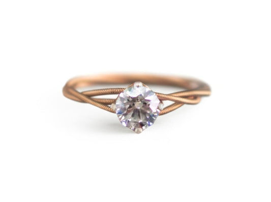 Rose Gold Guitar String Ring: Recycled Musician Jewelry, Unique Engagement Ring