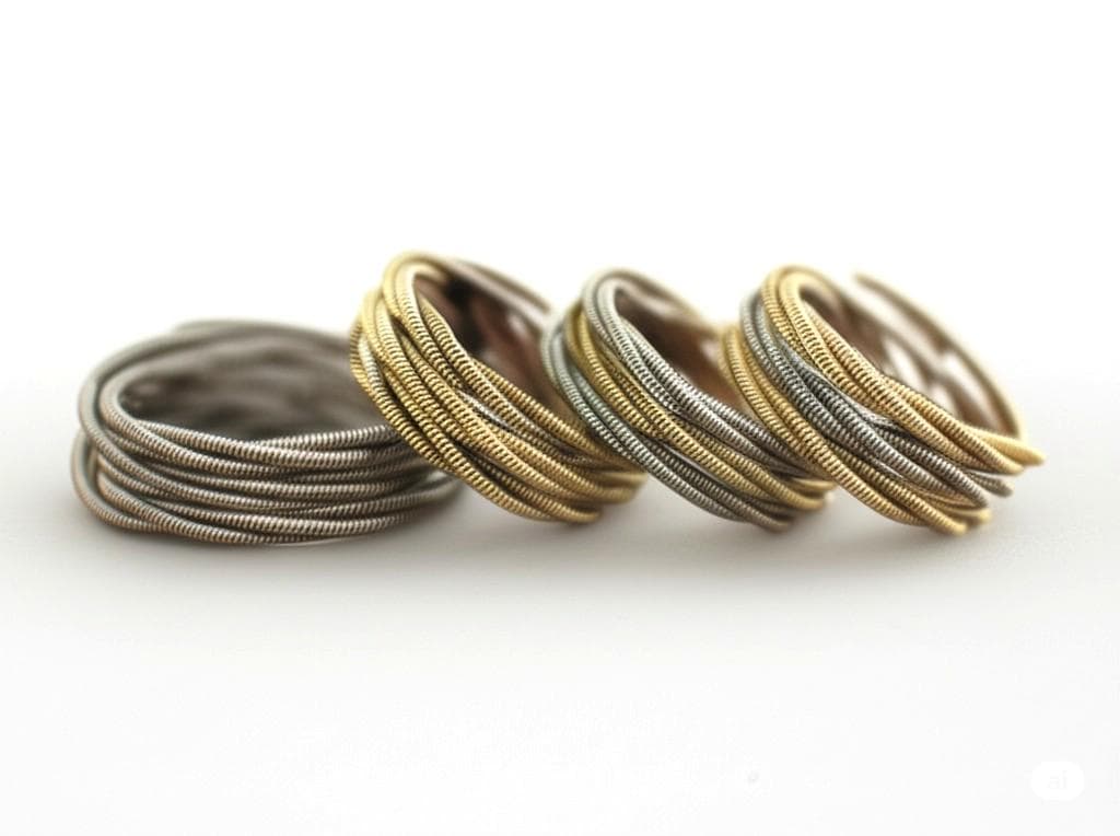 Stacked Guitar String Ring: Recycled Music Jewelry, Custom Size and Color Pattern Options