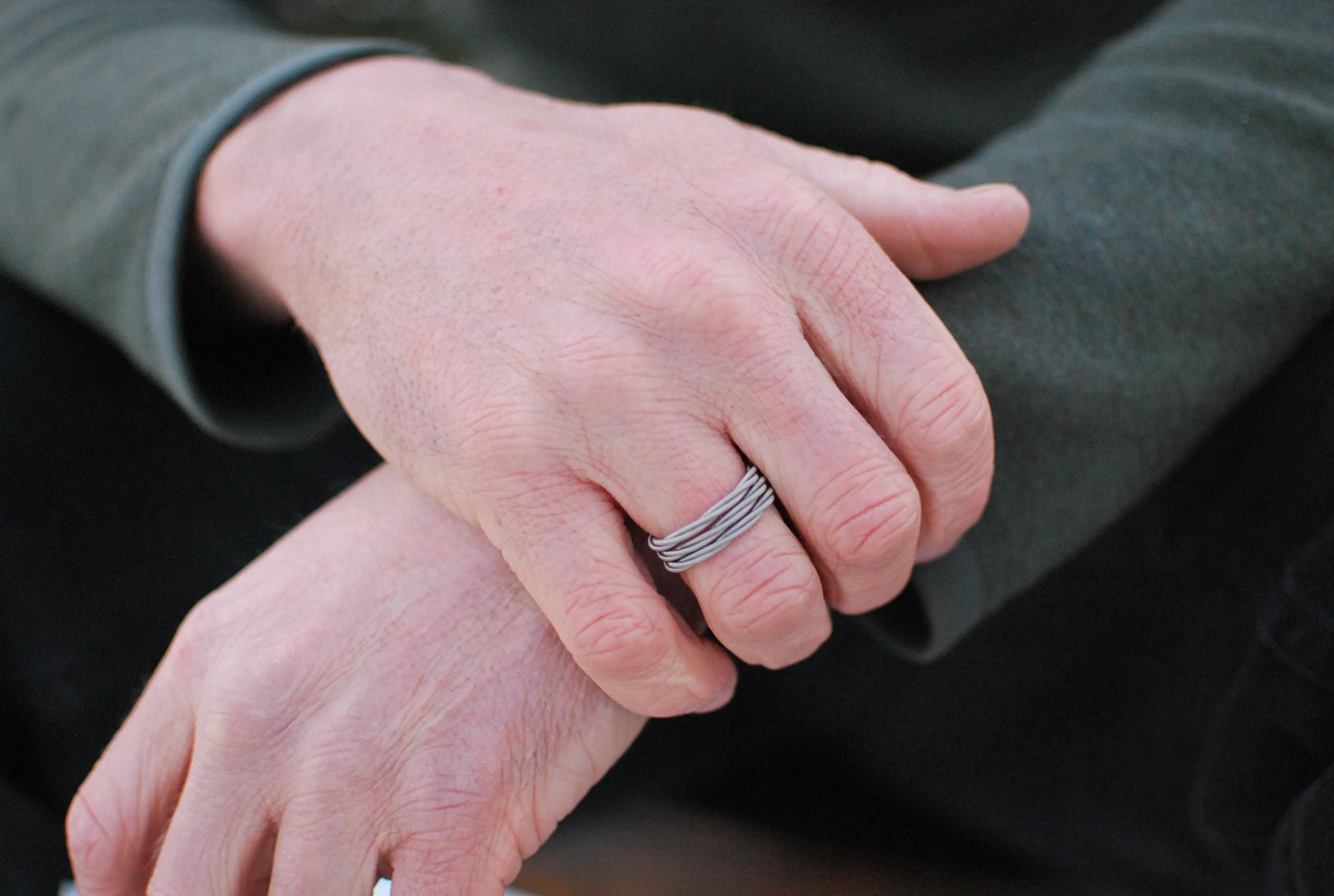 Stacked Guitar String Ring: Recycled Silver Music Jewelry