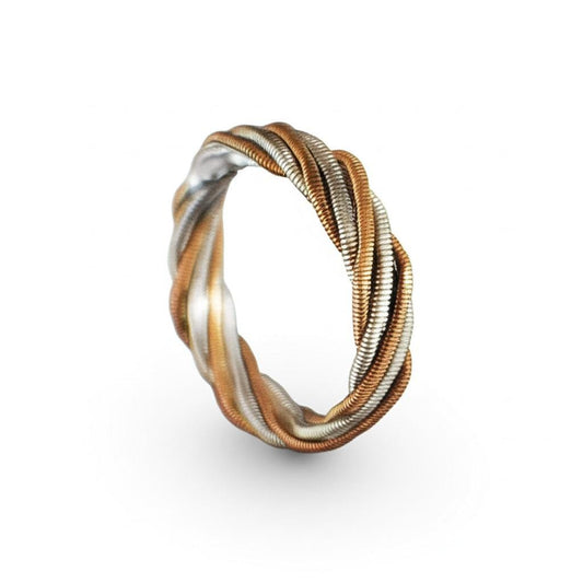 Hammered Guitar String Ring: Recycled Music Jewelry, Gold Silver Copper