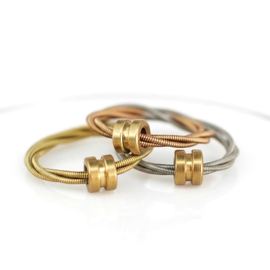 Recycled Guitar String Fidget Ring: Spinning Anxiety Relief Jewelry, Bronze Silver Copper