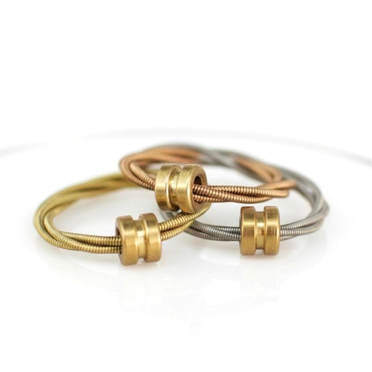 Recycled Guitar String Fidget Ring: Spinning Anxiety Relief Jewelry, Bronze Silver Copper
