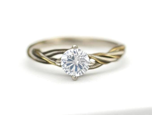 Guitar String Engagement Ring: Gold and Silver Twisted Band, Musician Jewelry, Any Size