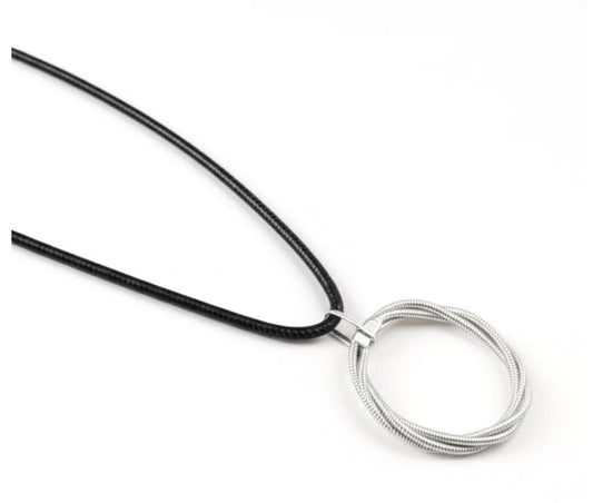 Recycled Guitar String Circle Pendant Necklace - Music Lover Gift