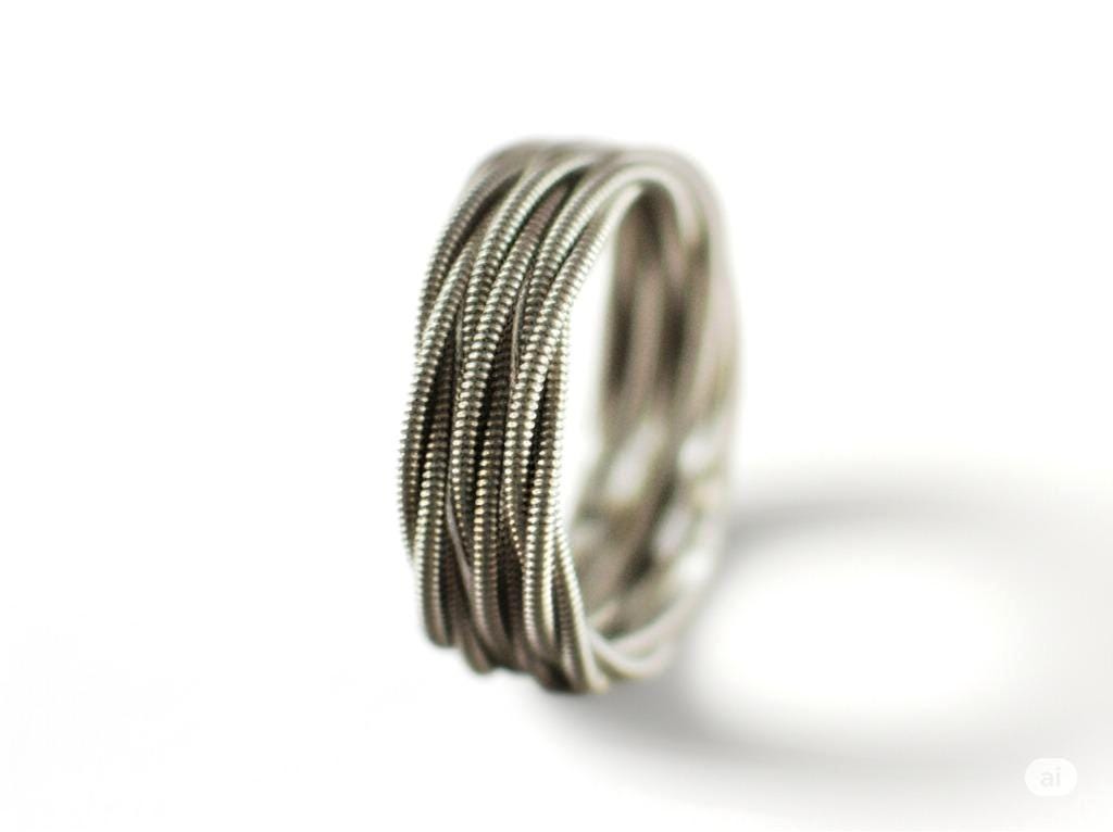 Stacked Guitar String Ring: Recycled Silver Music Jewelry