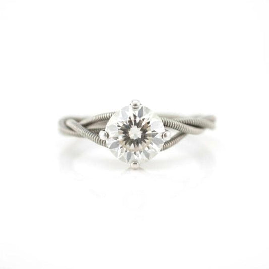 Guitar String Engagement Ring: 8mm Stone in Sterling Silver Setting