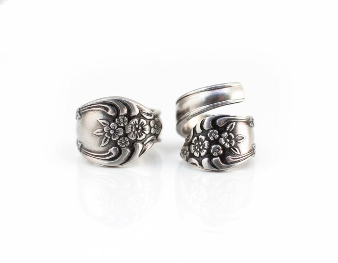 Dream Rose Spoon Ring, Stainless Steel: Choose Wrap Style, Size, and Personalization Options