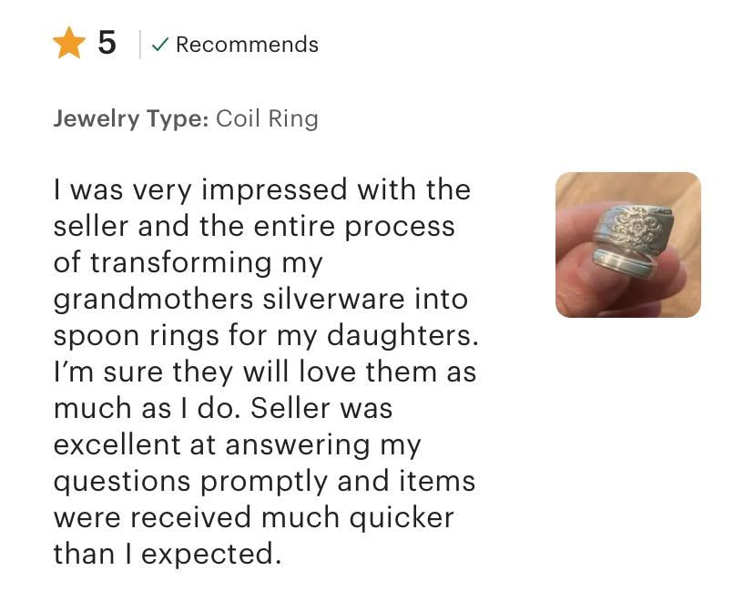 Custom Spoon Jewelry, Memorial Jewelry & Gifts Made from Your Flatware | Rings, Keychains & Keepsakes