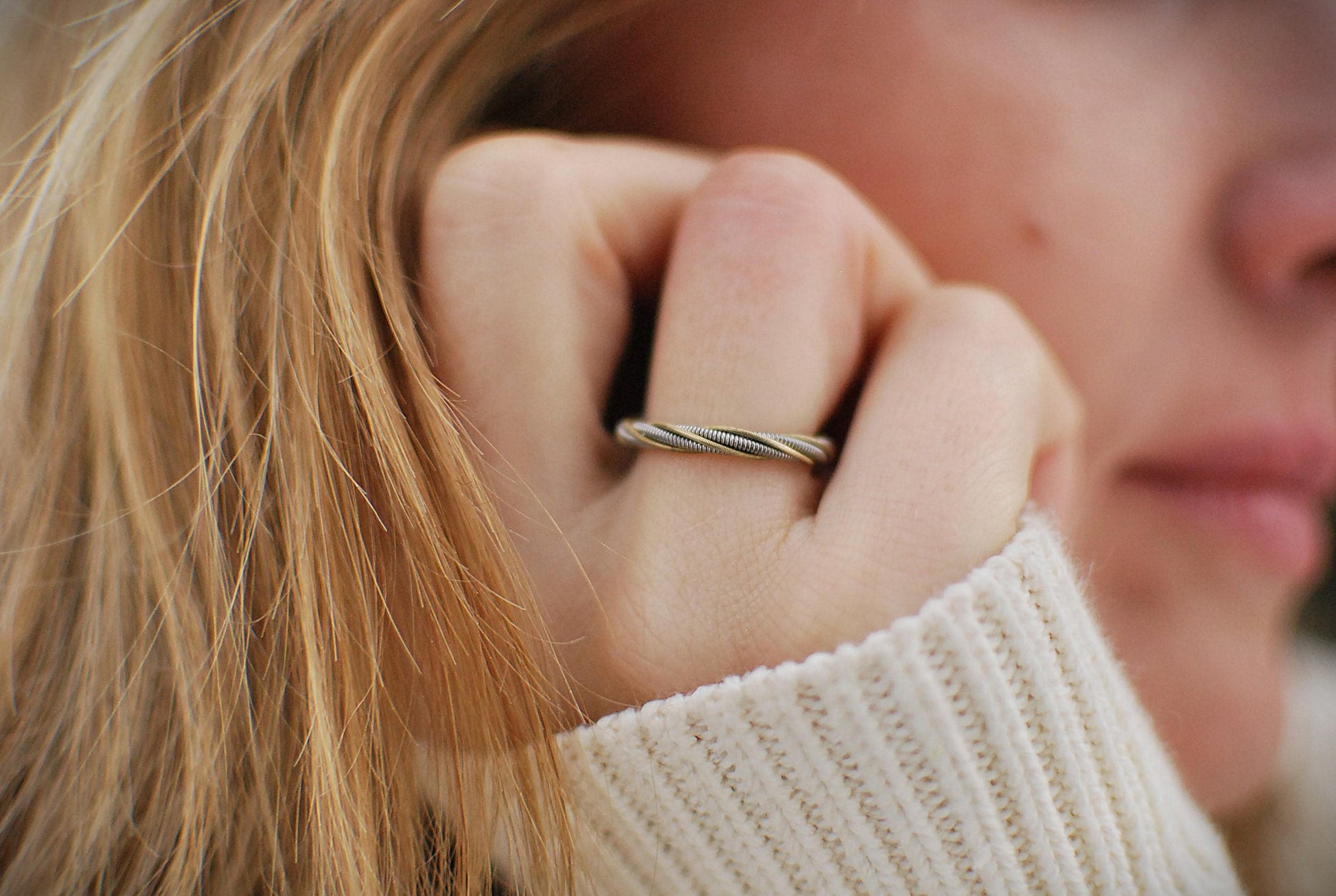 Twisted Guitar String Ring: Recycled Copper Jewelry, Gift for Guitarist