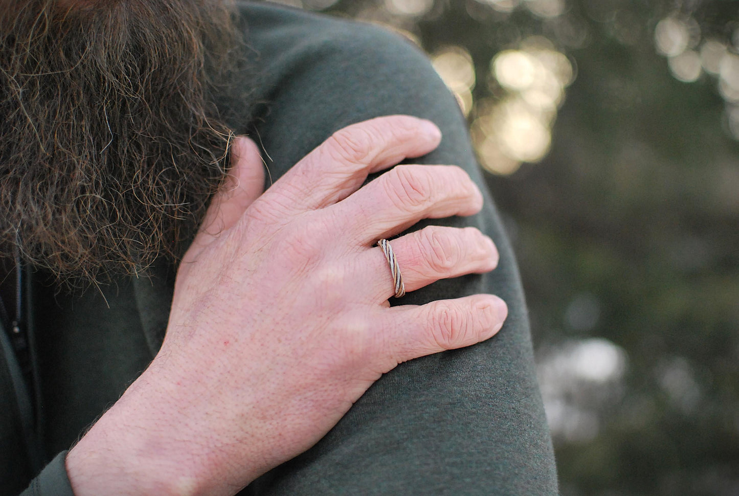 Hammered Guitar String Ring: Recycled Music Jewelry, Gold Silver Copper