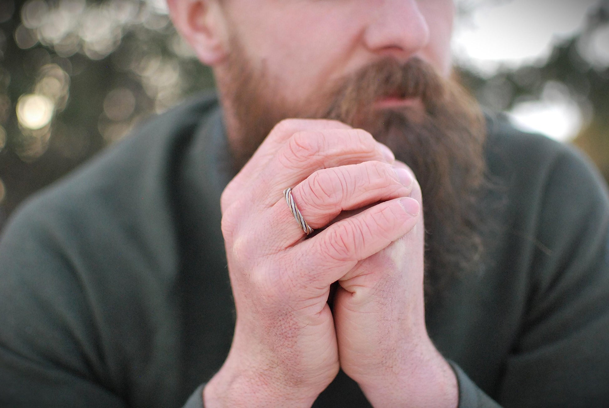Hammered Recycled Guitar String Ring: Twisted Music Jewelry