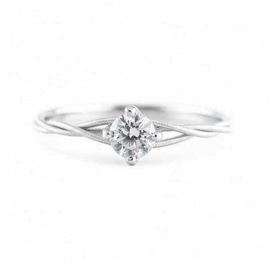 Petite Guitar String Engagement Ring: Sterling Silver Setting, 4mm Stone