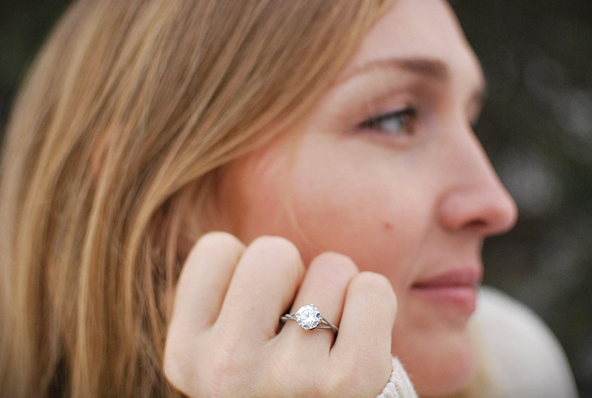 Guitar String Engagement Ring: 8mm Stone in Sterling Silver Setting