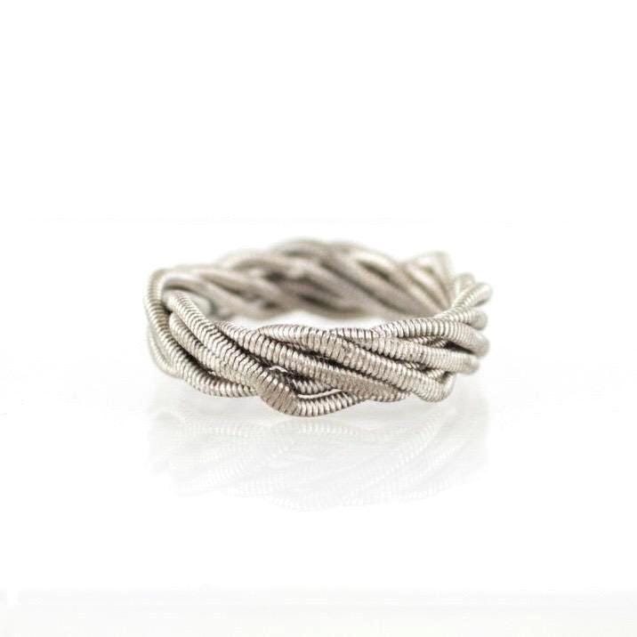 Hammered Guitar String Ring: Recycled Music Jewelry