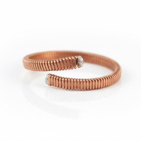 Recycled Piano String Cuff Bracelet: Hammered Copper Jewelry
