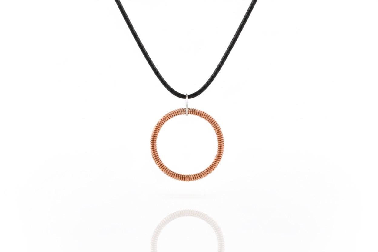 Recycled Piano Wire Circle Pendant: Musician Gift