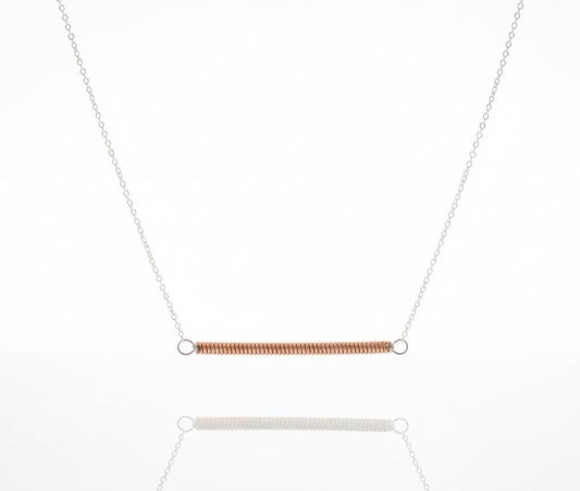Recycled Piano Wire Bar Necklace: Minimalist Musician Gift