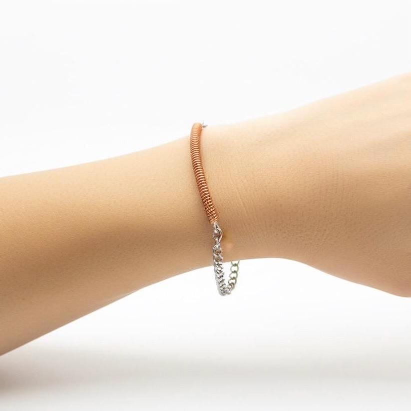 Recycled Piano String Bracelet: Musician Gift, Copper Wire Jewelry
