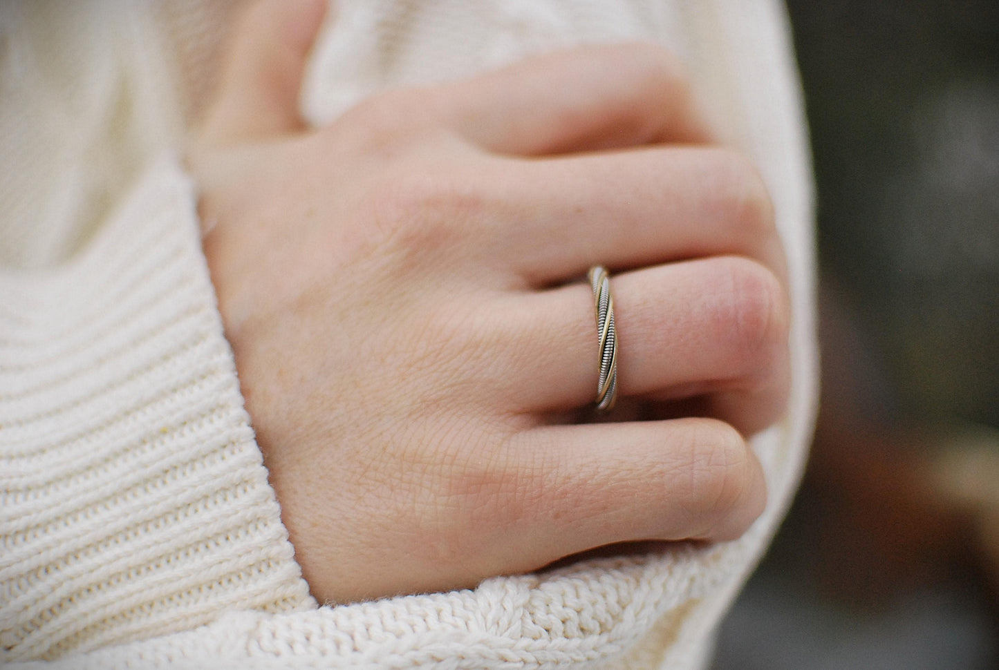 Twisted Guitar String Ring: Recycled Copper Jewelry, Gift for Guitarist