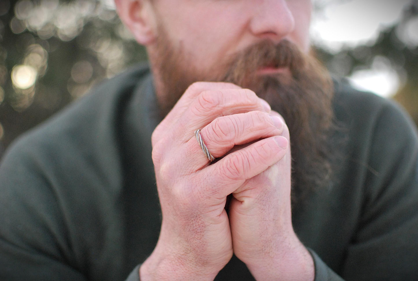 Hammered Guitar String Ring: Recycled Music Jewelry, Gold Silver Copper