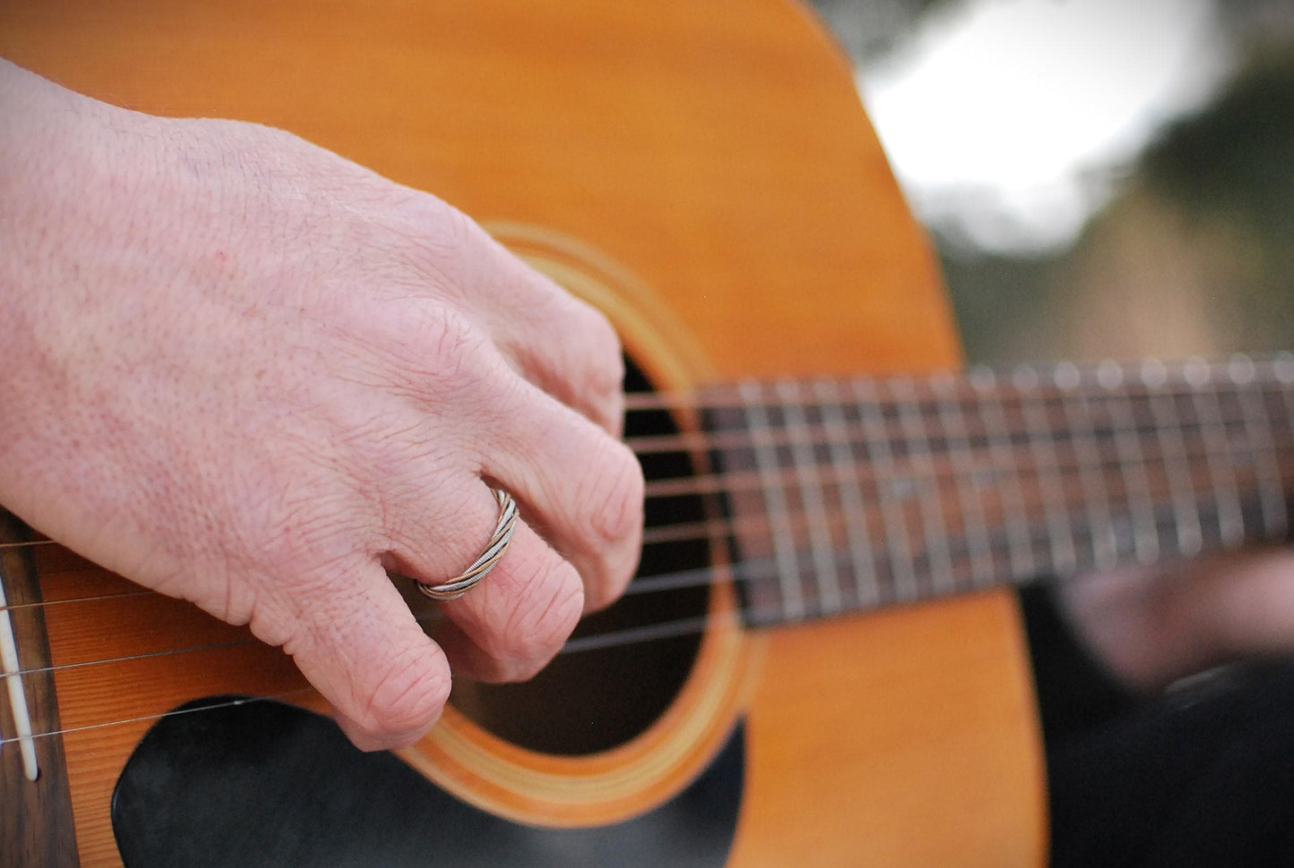 Hammered Recycled Guitar String Ring: Twisted Music Jewelry