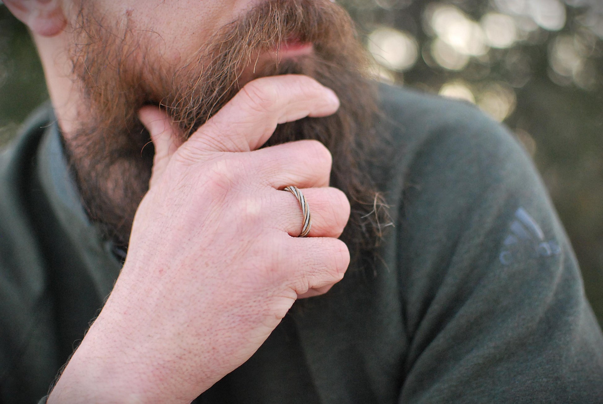 Hammered Recycled Guitar String Ring: Twisted Music Jewelry