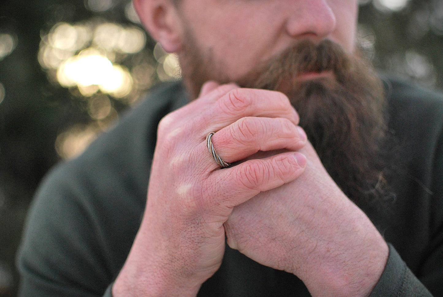 Hammered Recycled Guitar String Ring: Twisted Music Jewelry