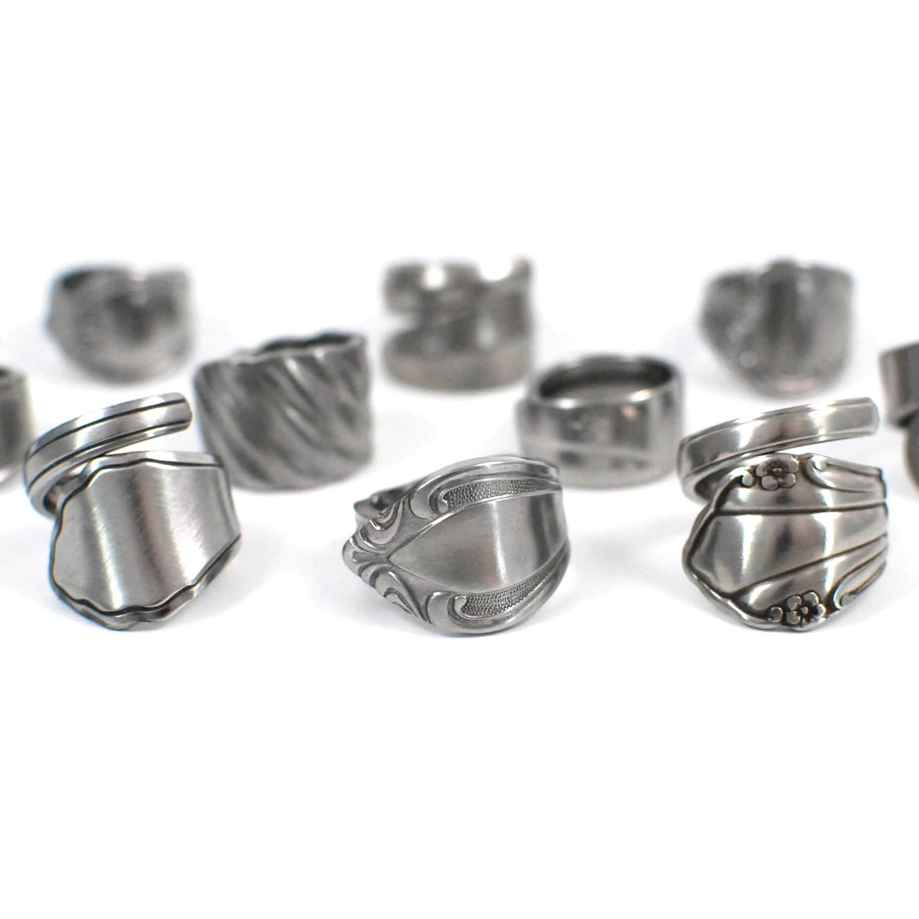 Mystery Spoon Ring: Minimalist Stainless Pattern Made to Size