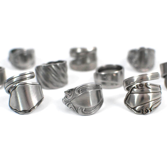 Mystery Spoon Ring: Minimalist Stainless Pattern Made to Size