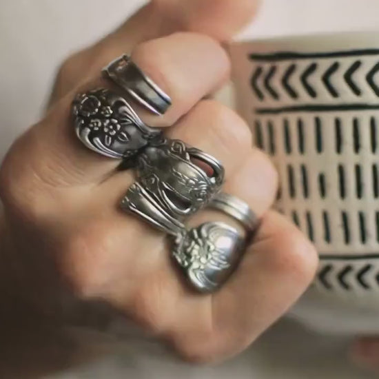 Mystery Spoon Ring: Floral Ornate Stainless Pattern Made to Size