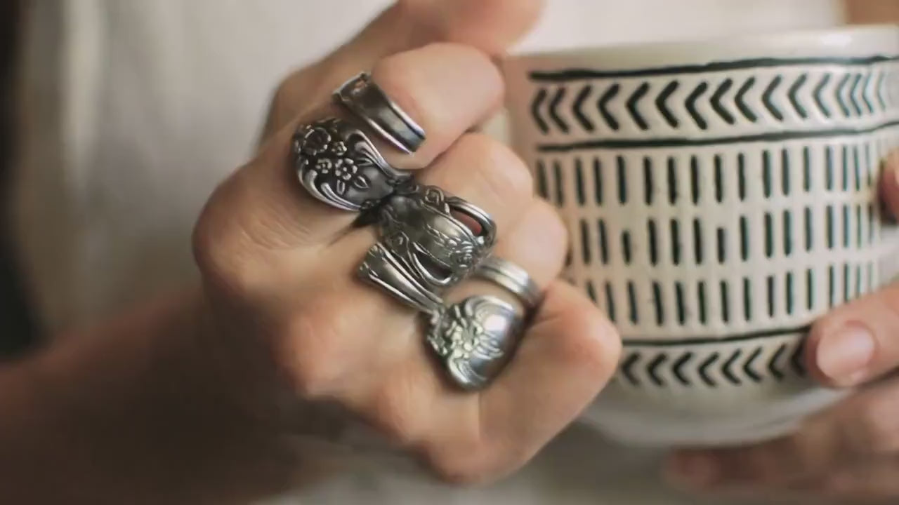 Mystery Spoon Ring: Floral Ornate Stainless Pattern Made to Size