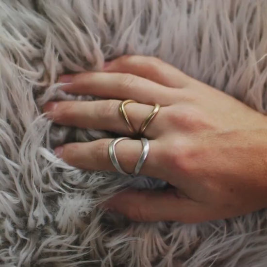 Recycled Silverware Fork Tine Ring: Boho Silver Plated Jewelry