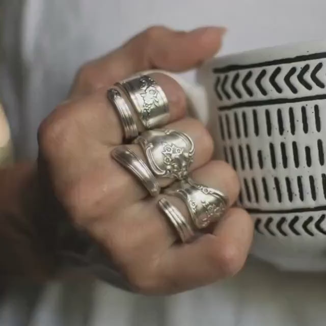 Mystery Silver Spoon Ring: Ornate Floral Silver Spoon Ring Made to Size