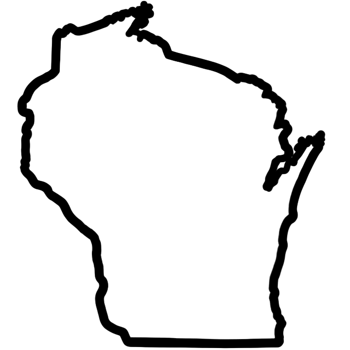 thick Outline of the state of Wisconsin on a white background