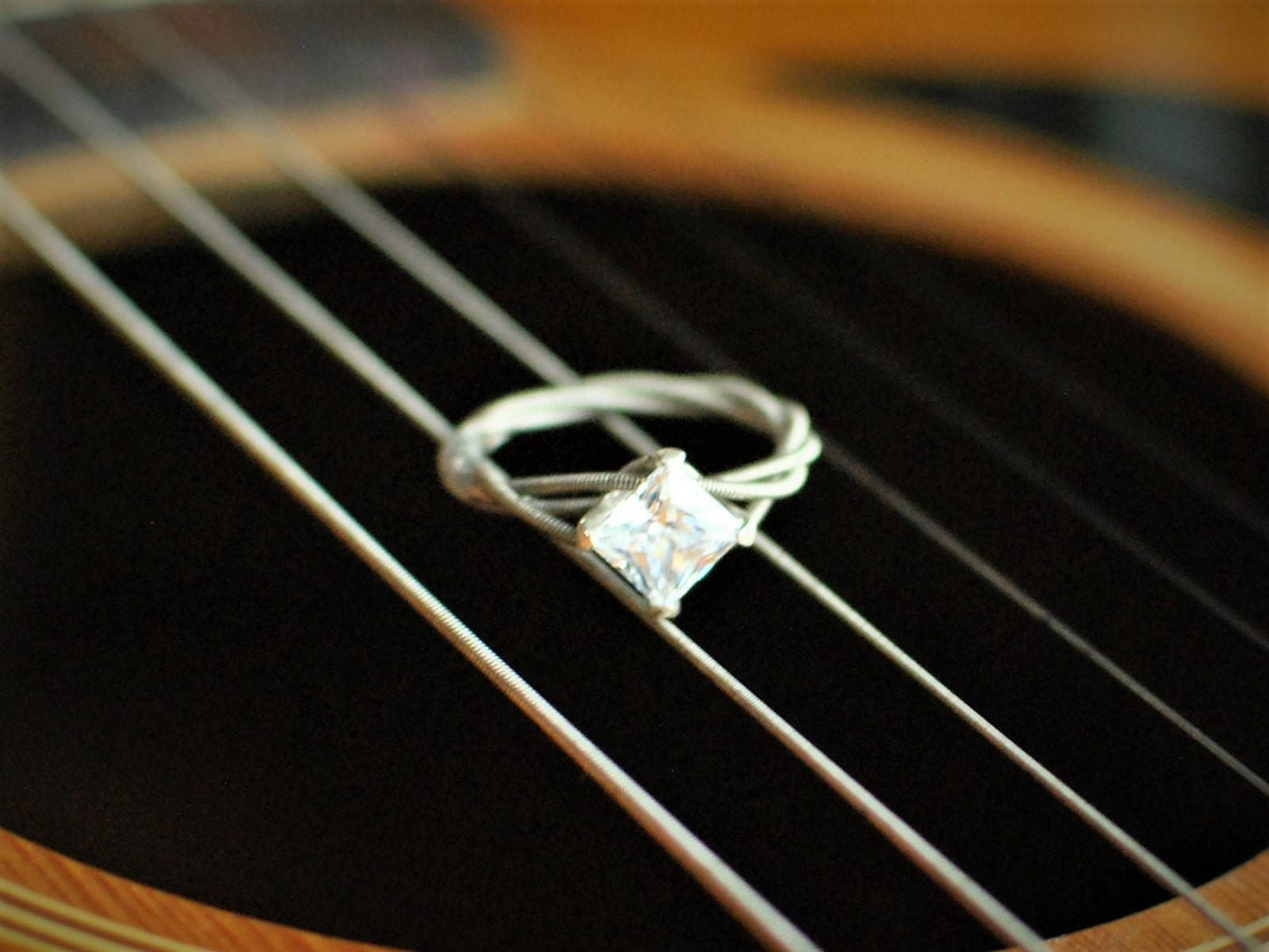 Guitar String Engagement Ring, Princess Cut Engagement Ring, Guitar String Jewelry, Unique Engagement Ring, Guitar Gifts, Wedding Ring