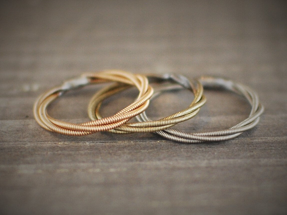 Guitar String Ring, Stacking Ring, Stackable Ring, Guitar String Jewelry, Silver Ring, Wedding Ring, Guitar Gifts, Promise Ring, Purity Ring