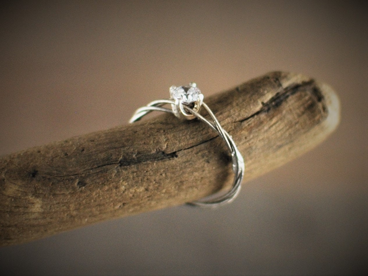 Guitar String Purity Ring, CZ Engagement Ring, Promise Ring, Purity Ring, Unique Engagement Ring, Guitar String Jewelry, Guitar Gifts