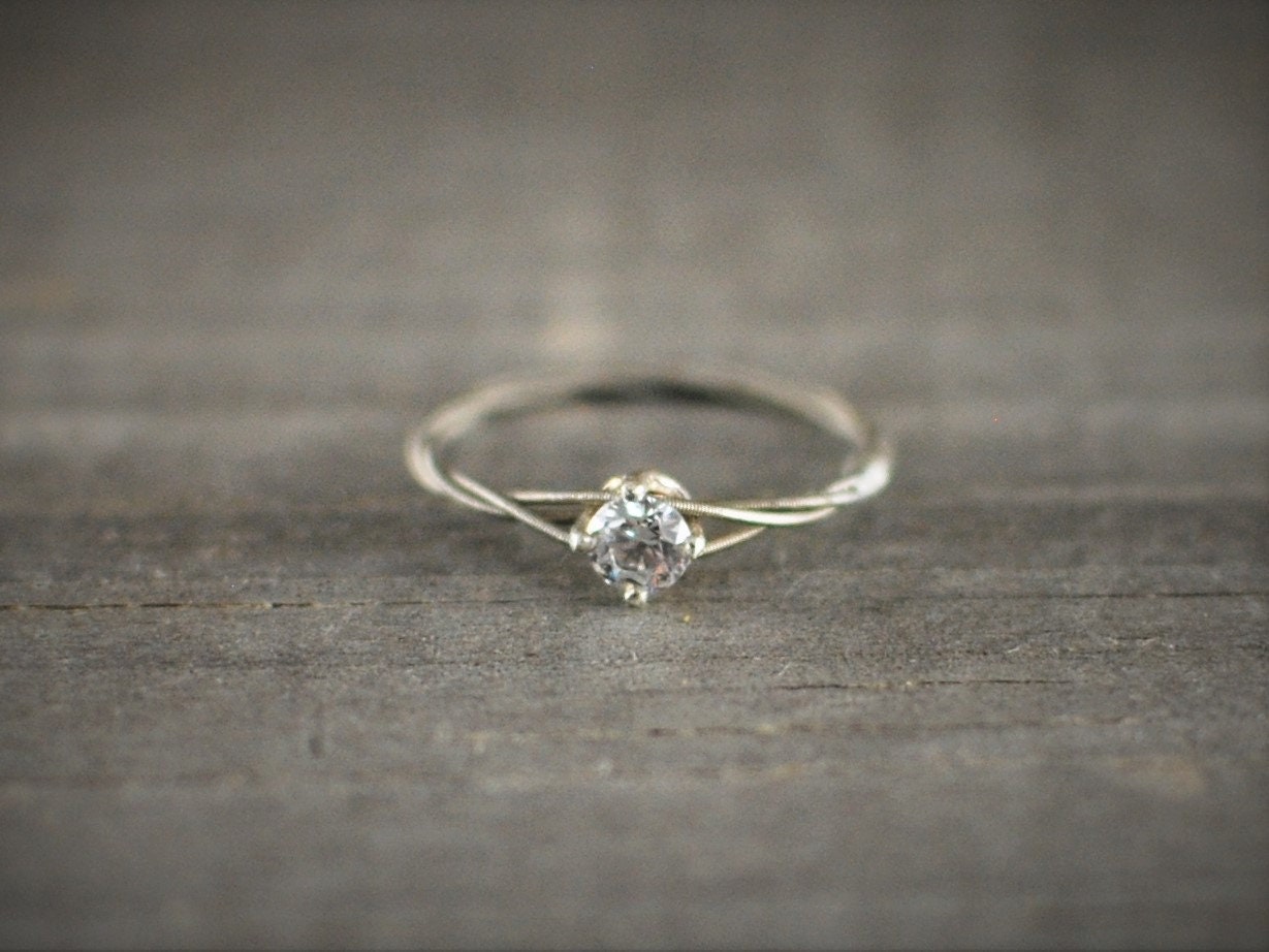 Guitar String Purity Ring, CZ Engagement Ring, Promise Ring, Purity Ring, Unique Engagement Ring, Guitar String Jewelry, Guitar Gifts